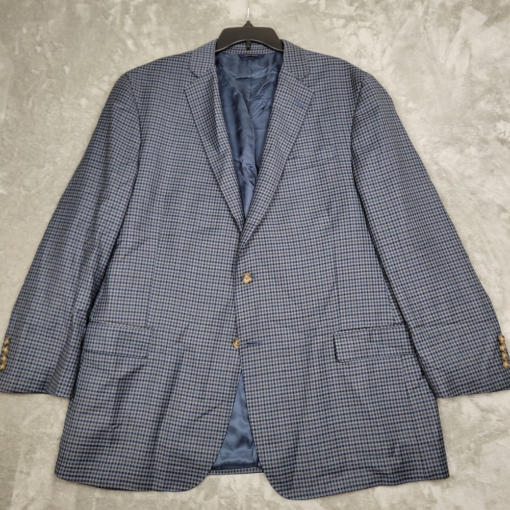 Brooks Brothers Blazer Men's 48L Blue Plaid Check REDA 1865 Italian Virgin Wool